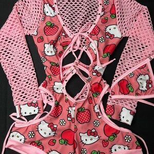 Hello Kitty Pink Jumpsuit with Mesh Sleeves